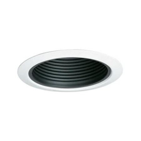 Jesco 5 in. Line Voltage Metal Step Baffle Trim- Black Baffle- White Trim TM5509BKWH